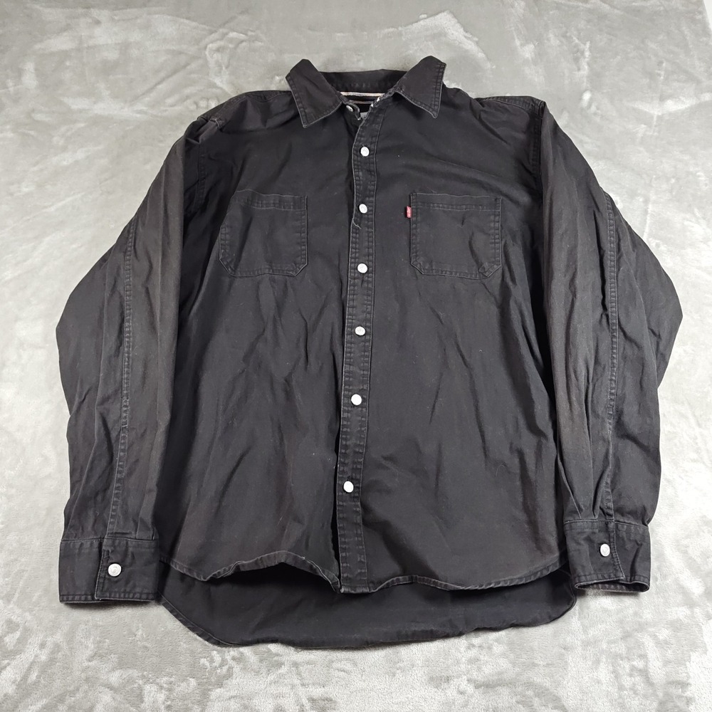 Levis Western Shirt Mens XXL Black Button Up Cowboy Rodeo Heavyweight Grunge